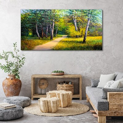 Obraz na plátně Divoké stromy Droga tráva