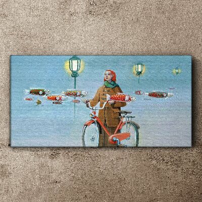 Obraz na plátně Cyklistický výlet za rybami