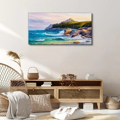 Obraz na plátně Malování lesního pobřeží moře