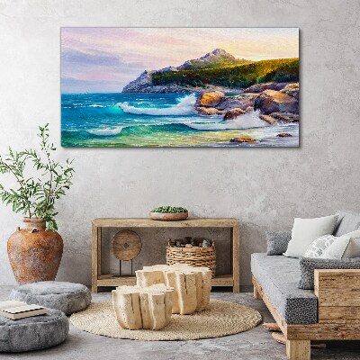 Obraz na plátně Malování lesního pobřeží moře