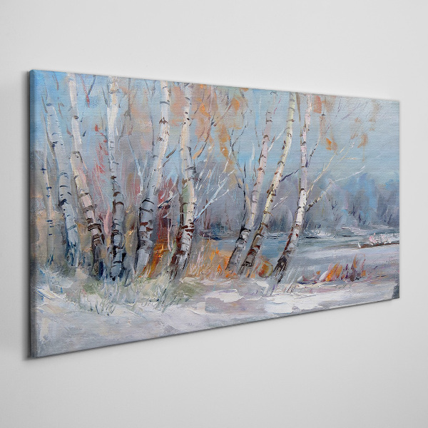 Obraz na plátně Malování lesní strom zima