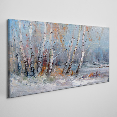 Obraz na plátně Malování lesní strom zima