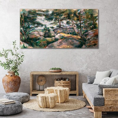 Obraz na plátně Skály v lese Cézanne