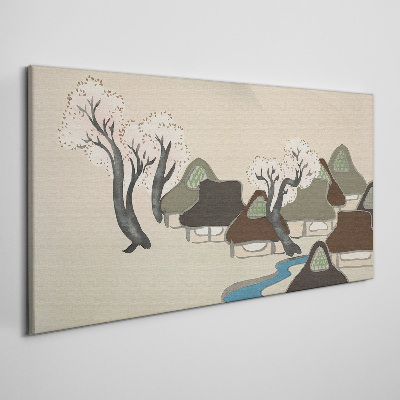 Obraz na plátně Asie vesnice stromy