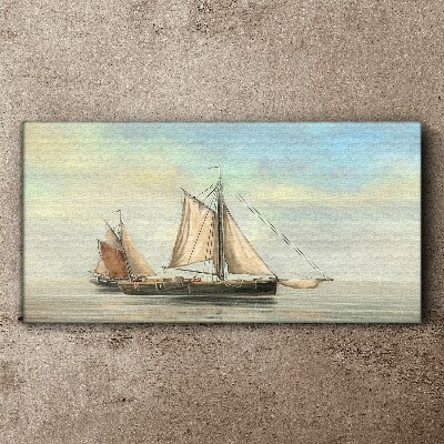 Obraz na plátně Malování moře lodí rybář