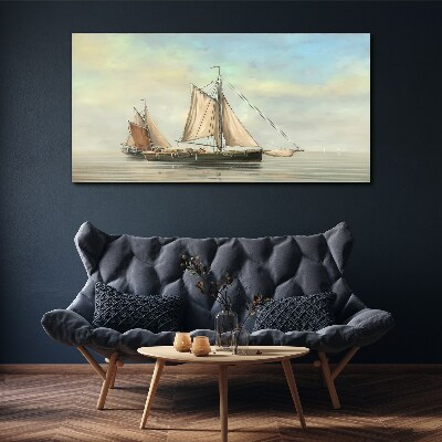 Obraz na plátně Malování moře lodí rybář