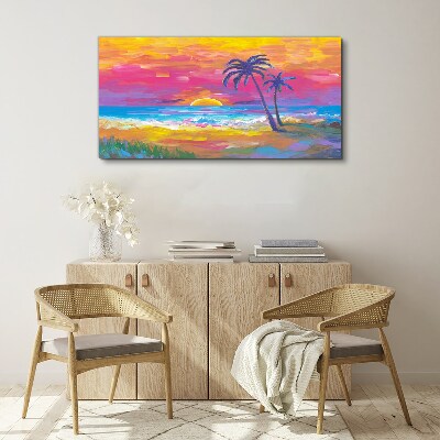 Obraz na plátně Pláž Palm Sunset