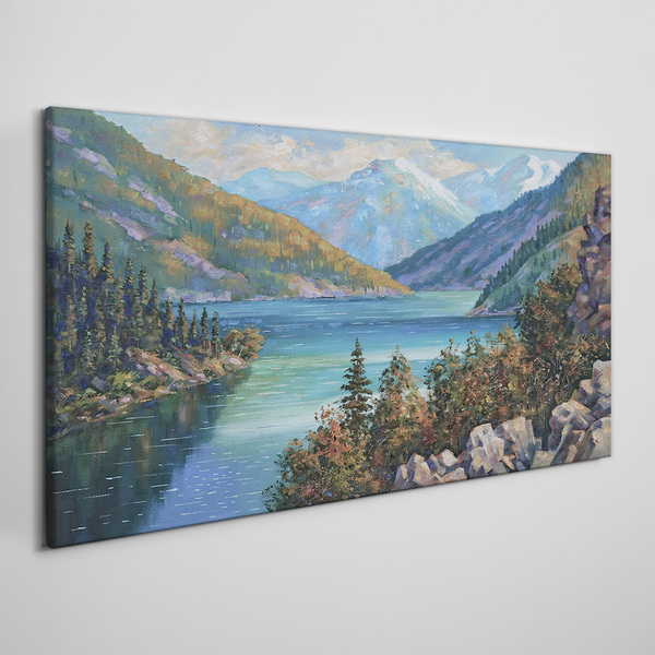 Obraz na plátně Malování hory jezero