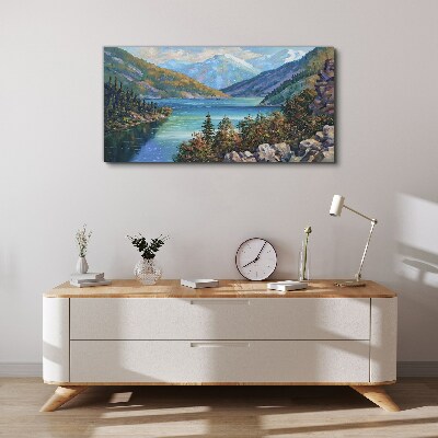 Obraz na plátně Malování hory jezero