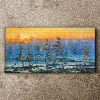 Obraz na plátně Malování lesa slunce