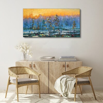 Obraz na plátně Malování lesa slunce