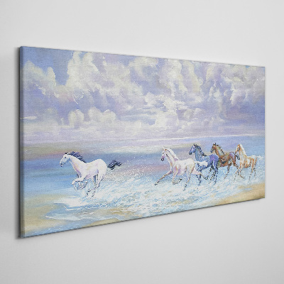 Obraz na plátně Malování koní pobřeží