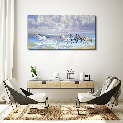 Obraz na plátně Malování koní pobřeží