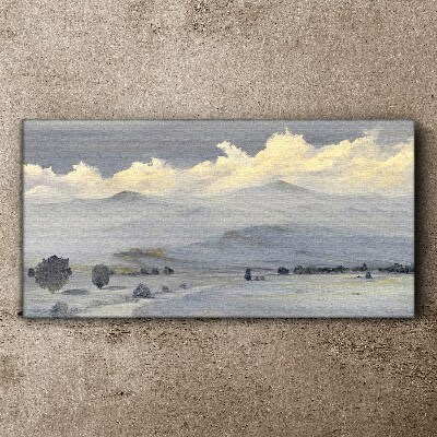 Obraz na plátně Zimní malování hory mraky