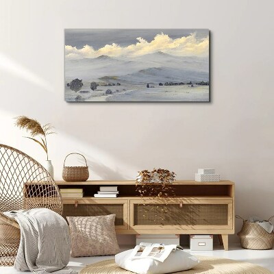 Obraz na plátně Zimní malování hory mraky