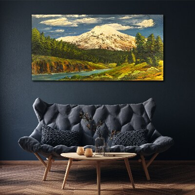 Obraz na plátně Malování hory mraky