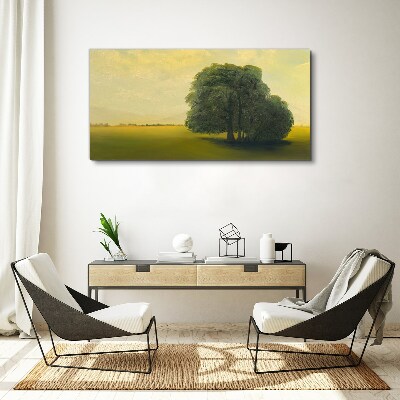 Obraz na plátně Malování stromů obloha pole