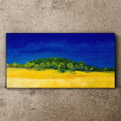 Obraz na plátně Pole malování oblohy stromy