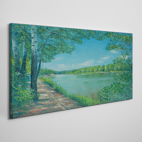 Obraz na plátně Malba řeka las příroda