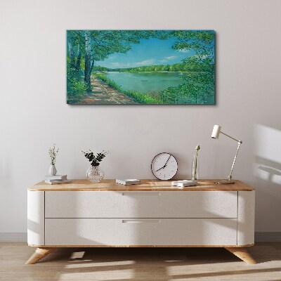 Obraz na plátně Malba řeka las příroda