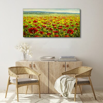 Obraz na plátně Malování květiny louka maki