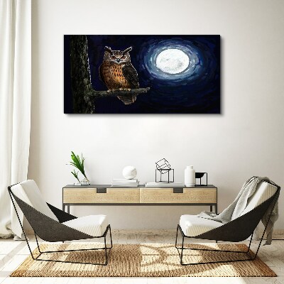 Obraz na plátně strom větev sova noční měsíc