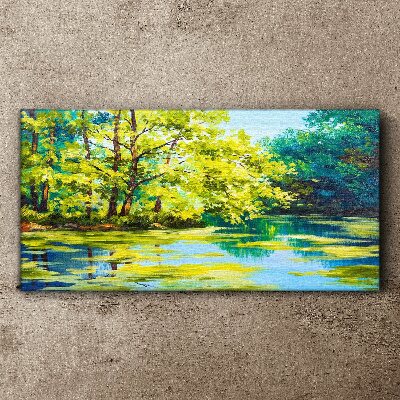 Obraz na plátně Jezero řeky strom tráva