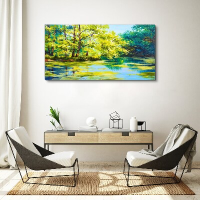 Obraz na plátně Jezero řeky strom tráva