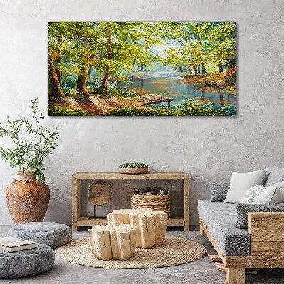 Obraz na plátně Malování lesní řeka příroda