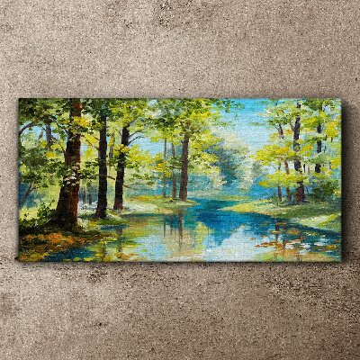 Obraz na plátně Malování lesní řeka příroda