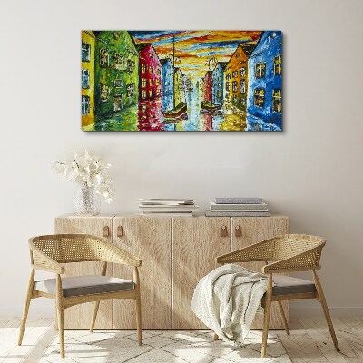 Obraz na plátně Malba abstrakce domy