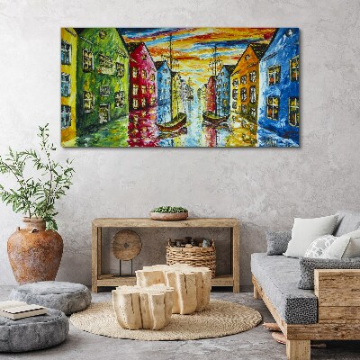 Obraz na plátně Malba abstrakce domy