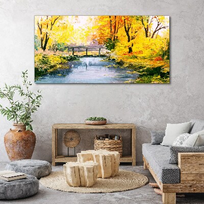 Obraz na plátně Lesní říční most příroda