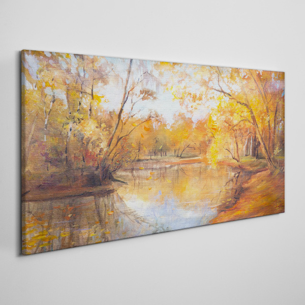 Obraz na plátně Lesní řeka příroda podzim