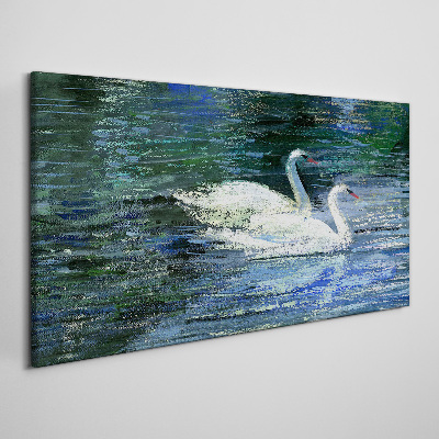Obraz na plátně Jezero ptáků labutě vody