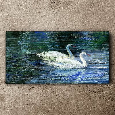 Obraz na plátně Jezero ptáků labutě vody