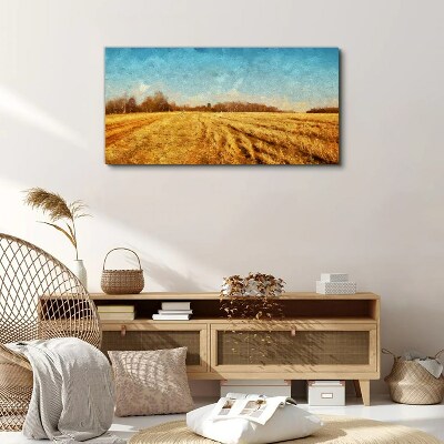 Obraz na plátně Venkov lesní pole obloha
