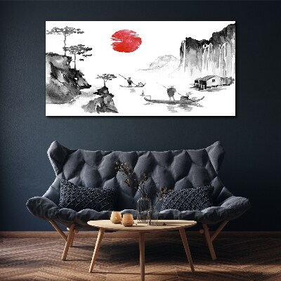 Obraz na plátně Japonský asijský kostel rybář