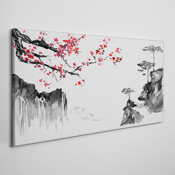 Obraz na plátně Květinové krajiny v japonském stylu
