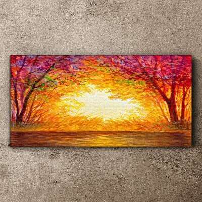 Obraz na plátně Vodní podzimní západ slunce
