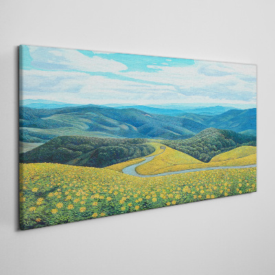 Obraz na plátně Květiny hory stromy krajina