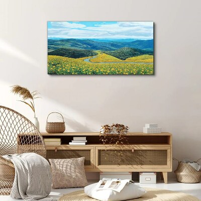 Obraz na plátně Květiny hory stromy krajina