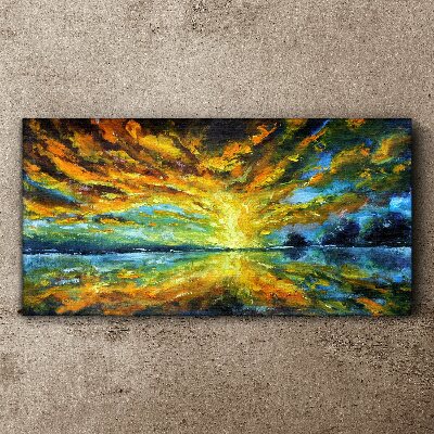 Obraz na plátně Jezero stromy Sky Sun