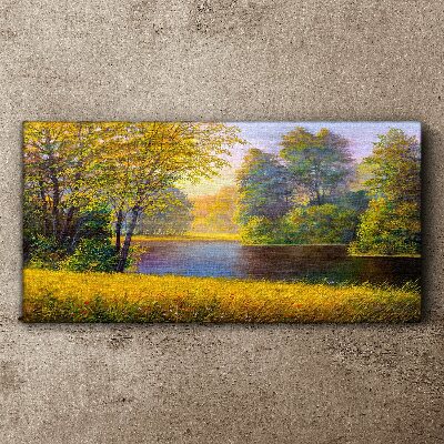 Obraz na plátně Lesní květiny řeka příroda