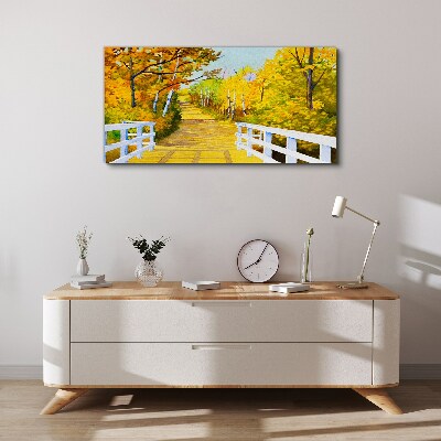 Obraz na plátně Bridge Forest podzim