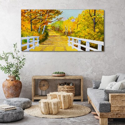 Obraz na plátně Bridge Forest podzim