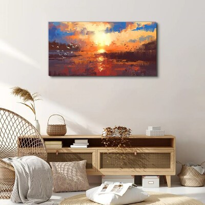 Obraz na plátně Jezero Mraky Sunset