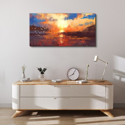 Obraz na plátně Jezero Mraky Sunset