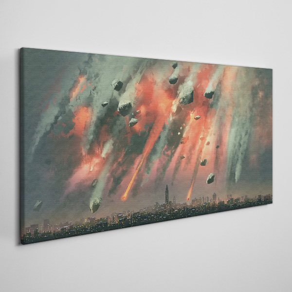 Obraz na plátně Meteora Město noční obloha