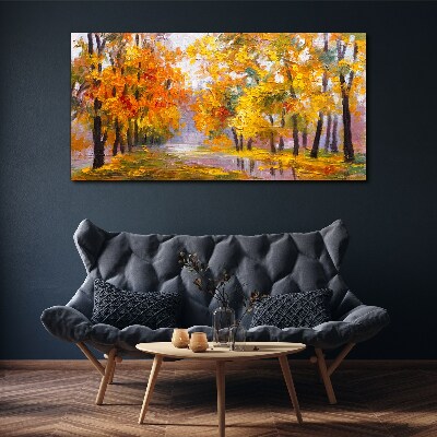 Obraz na plátně Abstrakce lesní listy podzim